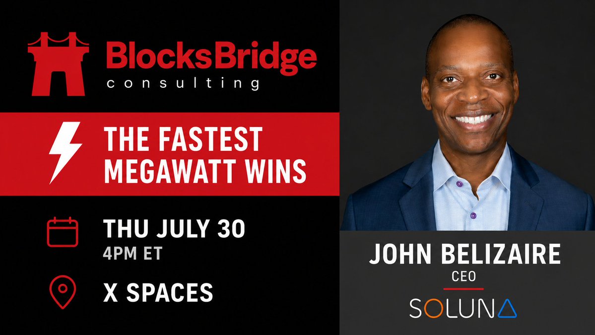 BlocksBridge_'s tweet photo. Tomorrow, at 4 PM EST, @solunaholdings's CEO @jbelizaireCEO will join us to talk about owned generation, speed to power, and $SLNH 's AI buildout

Tune in 👉 https://t.co/XlAkdEFi0K https://t.co/EVEZuGCxEf