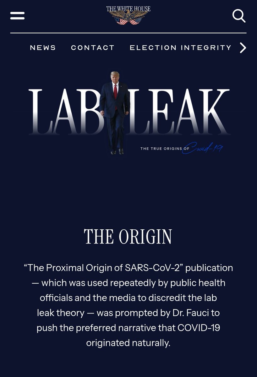 WarHorizon's tweet photo. White House releases a website documenting whatever we have been saying for 6 years 🔥 

Covid was Manmade Bioweapon. 
Social distancing and mask rules were made up. 

People who exposed this were censored by diffrent Govts and Big Tech Companies. 

This should be the biggest news story on the planet right now.