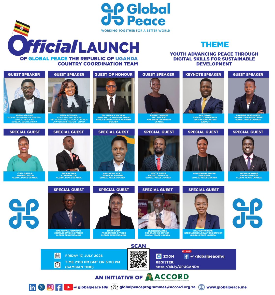 GlobalPeace256's tweet photo. @GlobalPeaceHQ recently virtually launched it's country office in Uganda @GlobalPeace256 🎊

Theme: "Youth Advancing Peace through Digital Skills for Sustainable Development."

Read the details here: https://t.co/peLG55yQ5y

Global Peace is an initiative of @ACCORD_online https://t.co/0IrmCLzWLg