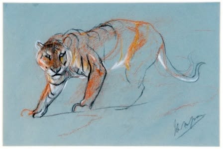 BarnsleyMHT's tweet photo. Heard of J.M. Swan RA?

To mark International Tiger Day, we're shining a spotlight on this striking chalk drawing in black, red, and white by J.M. Swan RA, capturing a tiger in a powerful stalking pose.

You can see this remarkable drawing for yourself at @CooperBarnsley! https://t.co/lIcFWIHd1V