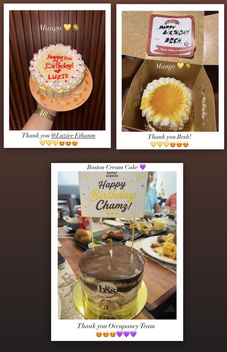 chamz_alyk's tweet photo. Apparently, one Office cake wasn’t enough. 🤣🤣 I’m not complaining! haha 🤣🎂🥹  Thank you ma’am Luziee , besh and Occupancy Team !! 😍😍

Thank you so mucho!! 💜💜🥭🥭🎂🎂🎂 

#fypシ゚ #birthdaycake #mango #bostoncream #Gensan https://t.co/zpl7wO1yWz