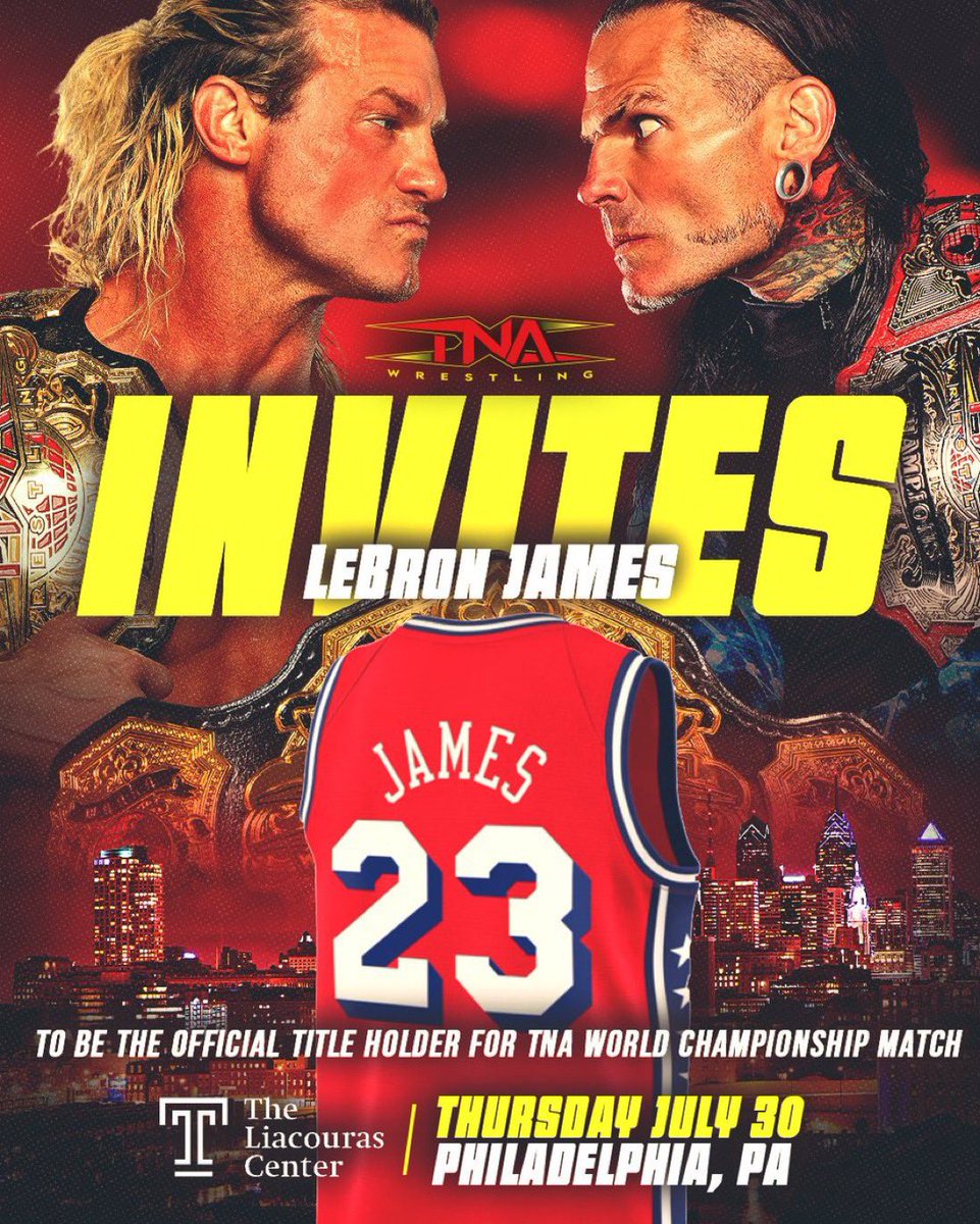 WrestlePurists's tweet photo. TNA is inviting LeBron James to iMPACT! in Philadelphia tomorrow to be the title holder for the TNA World Championship match between Nic Nemeth and Jeff Hardy. https://t.co/m5wKK62VBx