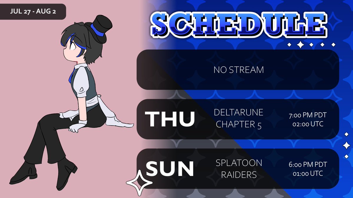 kurtishoshimoto's tweet photo. 🎩This Week's Stream Schedule✨
Sorry for the late schedule! I'm currently in the middle of moving out + homework, so I'll be busy this week!
🔴Live Tag: #CallingCardSent
🎨Art Tag: #Phan_Art
📽️Clips Tag: #CaughtIn4Kurtis https://t.co/VTCnBDdpA7