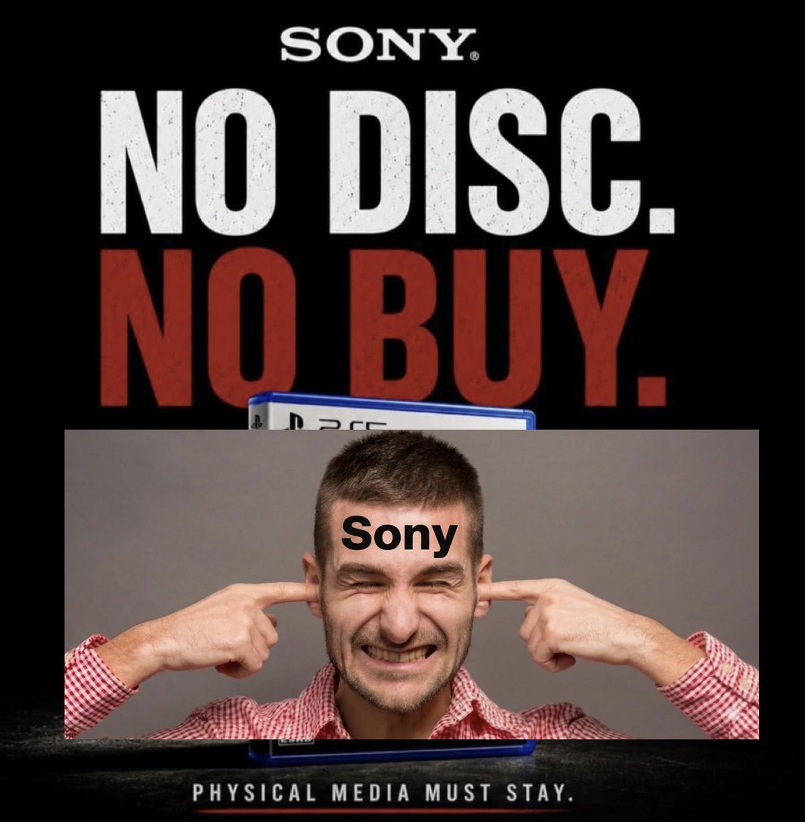 Shane_Sketch's tweet photo. @PlayStation Nice tagline. I’d have gone with: “The only thing scarier is losing phayical media.” https://t.co/v1E3nqCfUa