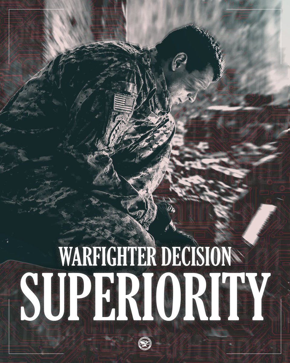 DoWCTO's tweet photo. The @DeptofWar is proliferating AI across the Joint Force to achieve warfighter decision superiority. 🇺🇸 https://t.co/zrIZ6CWkPV