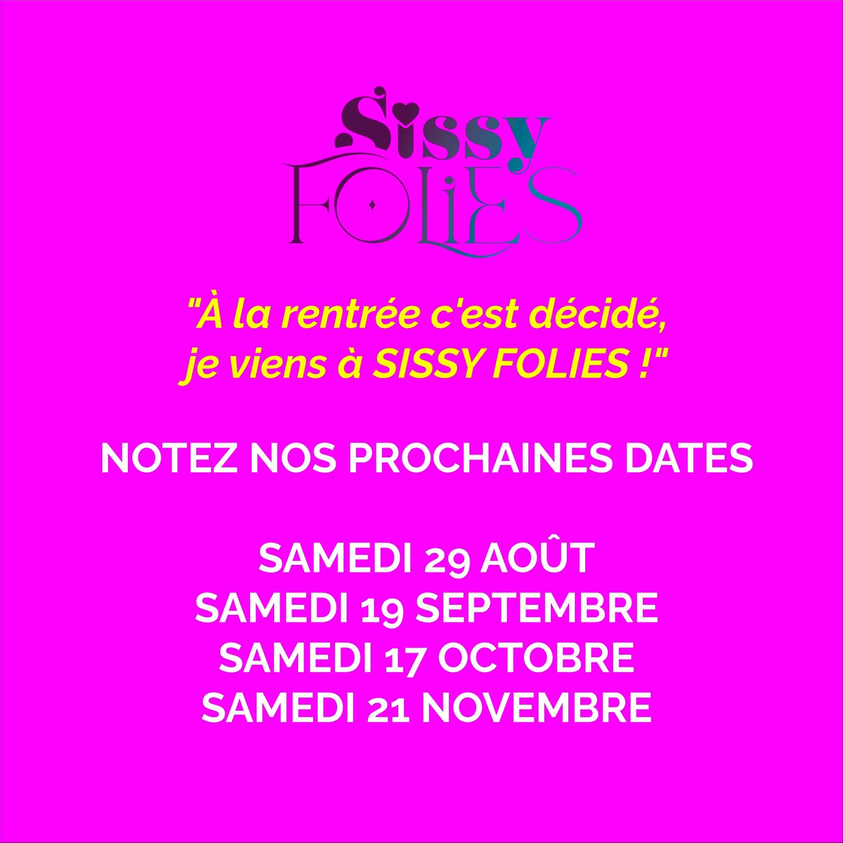 FoliesSissy's tweet photo. Nous avons ouvert la porte de Sissy Folies à des personnes venues de toute la France et même d'Europe, sans oublier un canadien fabuleux (si tu nous lis, reviens vite) et d'exquises Tgirls américaines. Alors voici les dates des prochaines soirées ! Love. Helena et Lucie. https://t.co/hBnPNDedNY