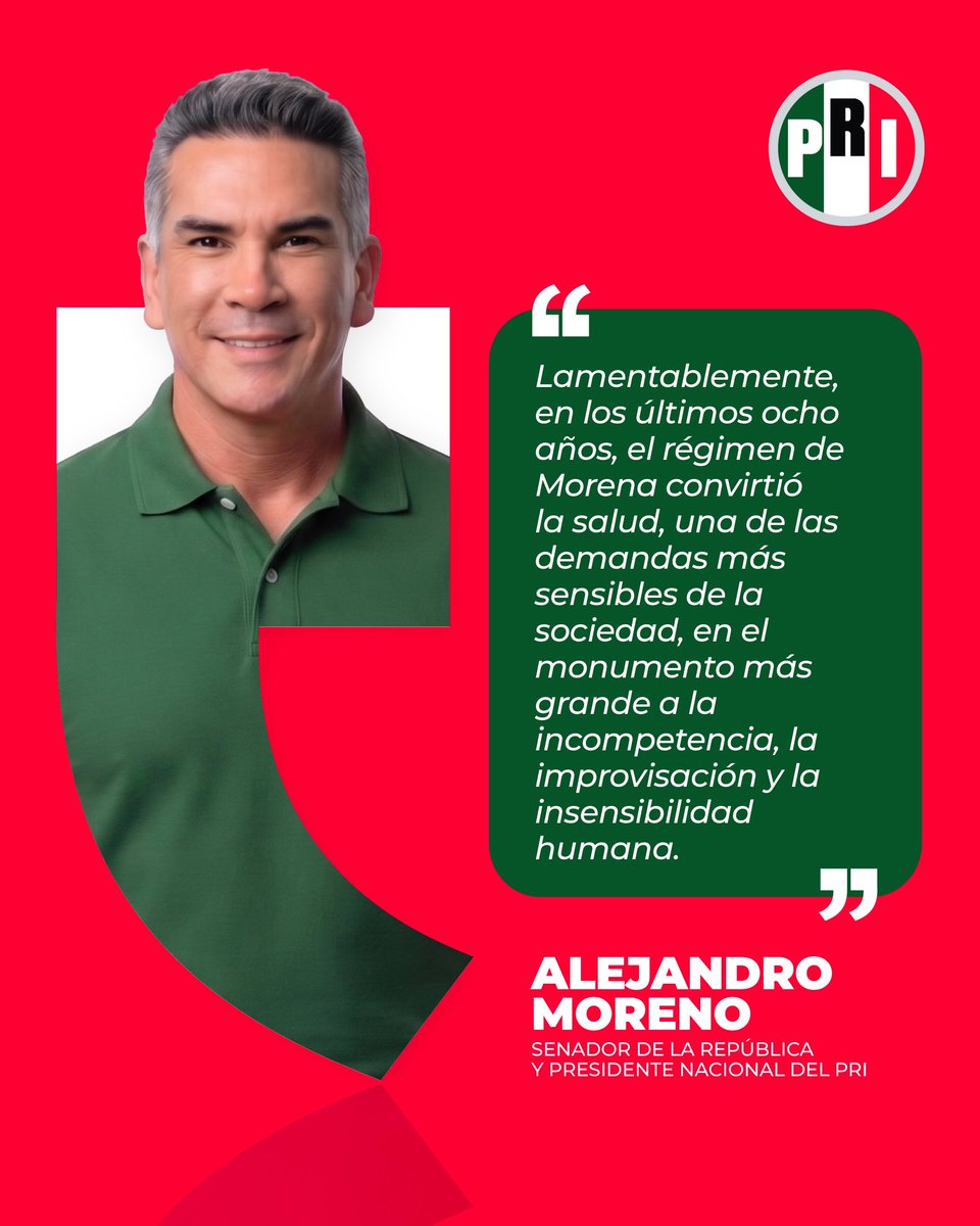 alitomorenoc's tweet photo. México no necesita más experimentos ideológicos ni promesas irrealizables. Necesita aumentar el presupuesto para la salud, restituir el abasto de medicamentos y ofrecer un trato digno al personal médico. 

Frente a la incompetencia que destruye, en el PRI estamos de pie y firmes para defender el derecho a la salud de las y los mexicanos.

Encuentra mi opinión completa en @heraldodemexico. 

https://t.co/dhEIPPkC9W
