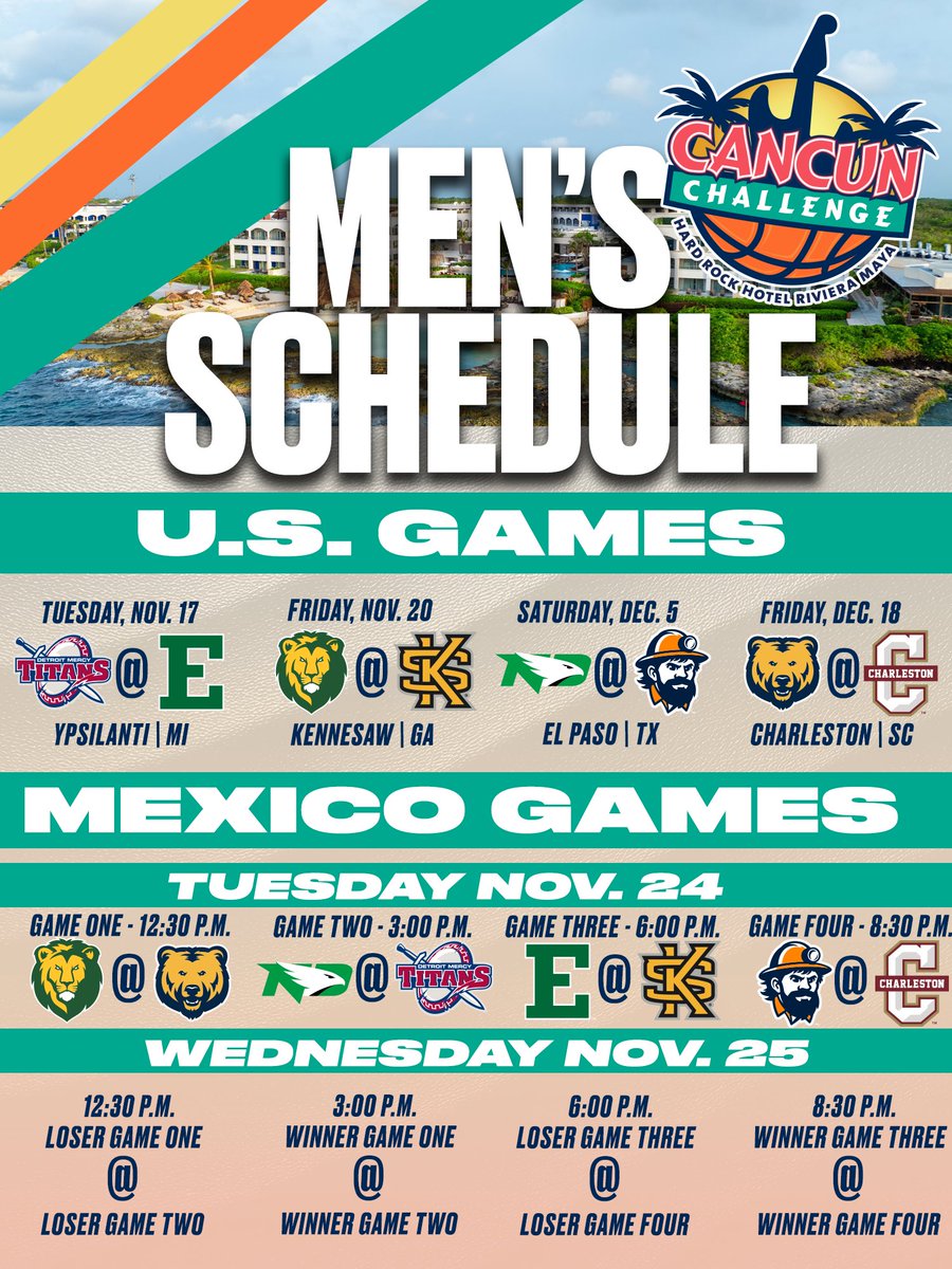 CancunChallenge's tweet photo. The wait for paradise is over ☀️

The schedule all 24 games of the Cancun Challenge is set! 

Book your ticket to Cancun to support your team today: https://t.co/Azmk0Hz2bj

#CancunChallenge #CollegeBasketball https://t.co/JFL2za6Gag