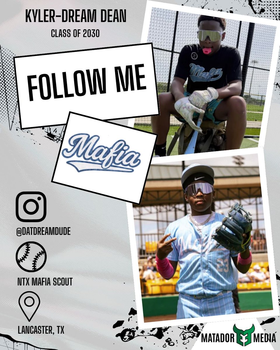 RecruitMatador's tweet photo. Our mission is to help athletes share their stories, build their brand, and be seen in a crowded recruiting world.

FOLLOW ME

@datdreamdude Kyler-Dream Dean✨| LA⚜️Made ✈️ TX🤠Raised | ✞Philippians 4:13 | Class🎓2030 | ⚾️ #MIF #CF | USSSA🚀ALL-AMERICAN | MafiaBoy🖤 | WEBO🐅 |📍Dallas, TX

If we can help, we are one of the fastest-growing nationwide sports brand building, marketing and public relations firm. Helping athletes get their profile and skills in front of college coaches, recruiters, and administrators.

Our model builds your brand, expands your reach, and most importantly presents you in the best possible way. It’s easy, simple, and safe.

Here’s how to get started:
1️⃣ Follow us on X: @RecruitMatador
2️⃣ Follow us on Instagram: @RecruitMatador
3️⃣ Follow us on Tik Tok: @recruitmatador
4️⃣ Fill out an athlete profile form: https://t.co/5u9iNH4yo0
– Upload your videos, stats, and list of schools you want us to help connect you with
5️⃣ Tag us in your posts for increased exposure

You focus on the field — we’ll help you reach the next level and beyond.