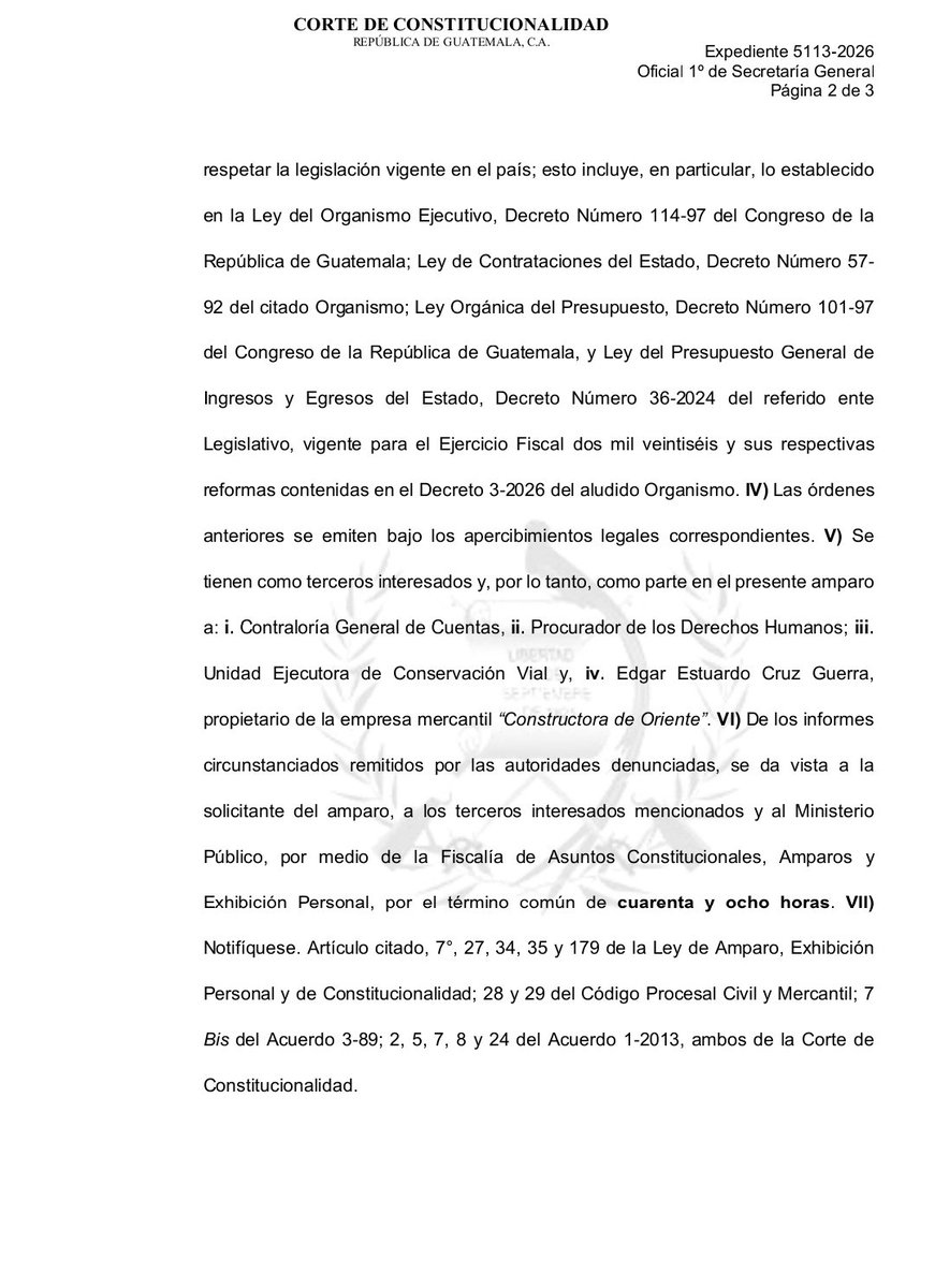 dcuevas_pl's tweet photo. La @CC_Guatemala ordena al presidente @BArevalodeLeon y al ministro de Comunicaciones, bajo advertencias legales, adoptar medidas inmediatas para concluir un proyecto en San Marcos. La orden se emite tras otorgar un amparo a favor de la Municipalidad de Ayutla, San Marcos. https://t.co/n6Yyckfci0