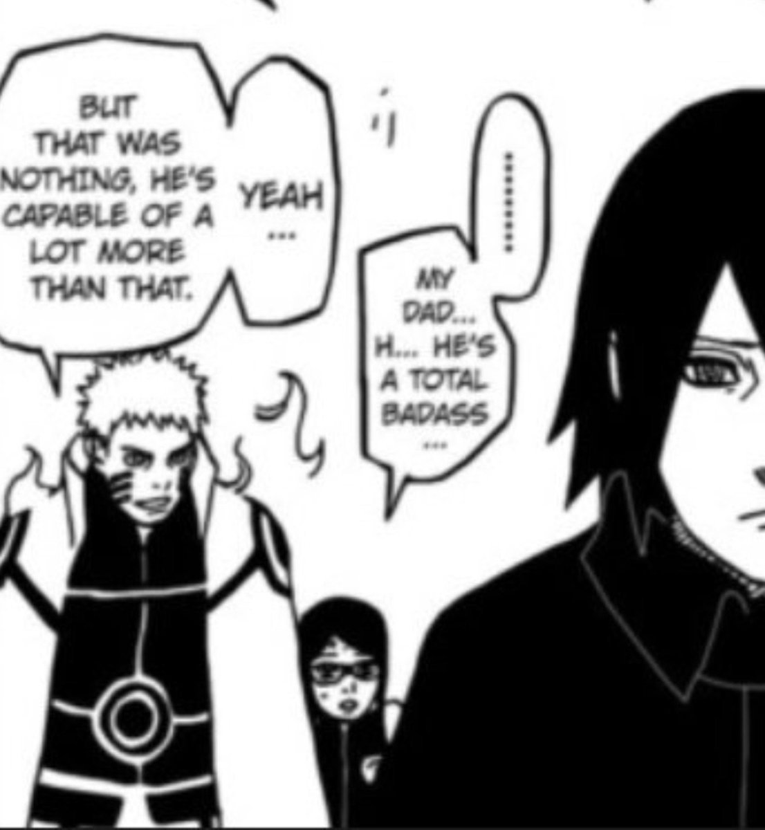 cultofsasuke's tweet photo. i love that kishimoto has naruto very freely and often compliment sasuke in gaiden, just like he wanted to do when he was small :( they grew so much and their love has matured alongside them https://t.co/f2mSP9mlde