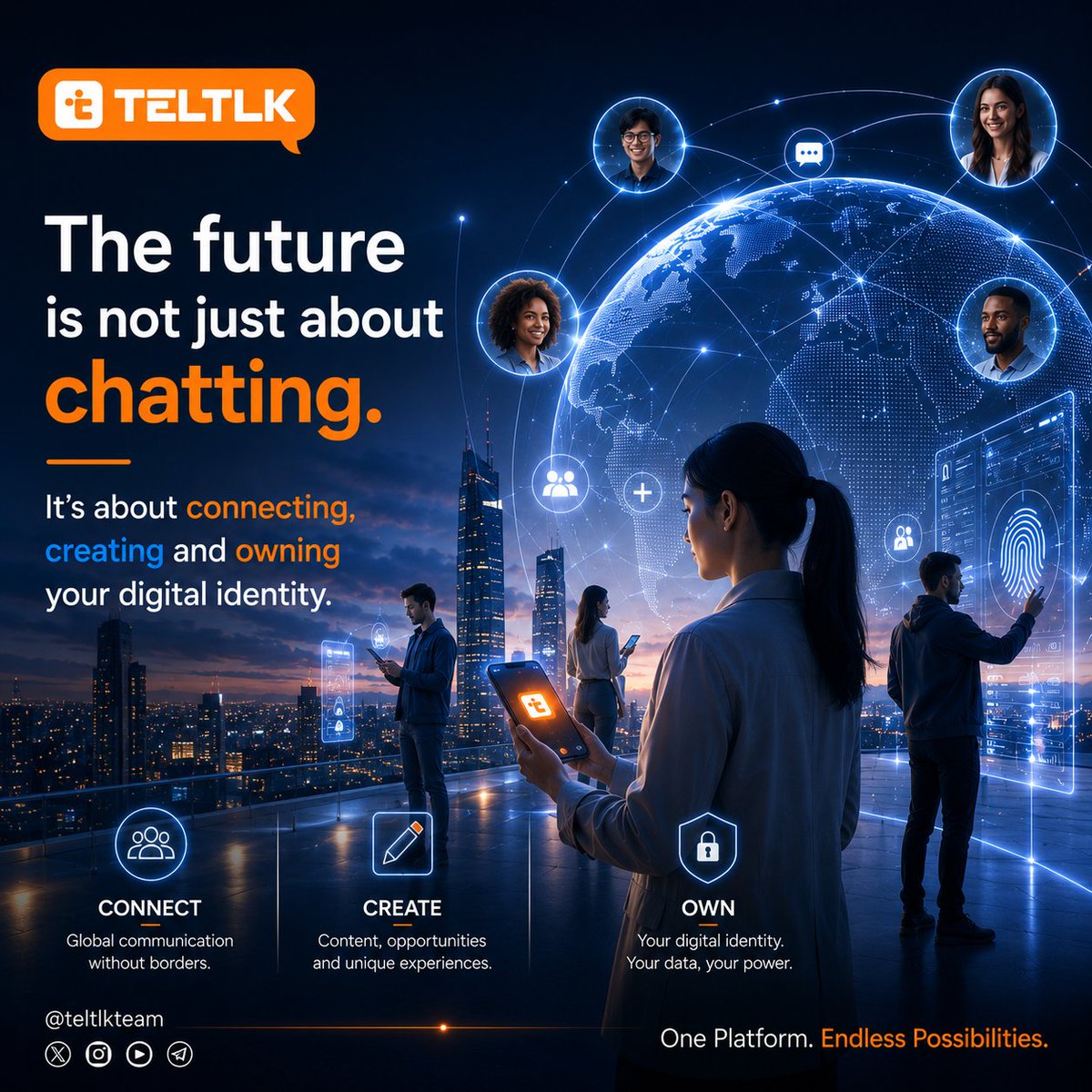 teltlkteam's tweet photo. The future is more than communication.
It's about connecting, creating, and owning your digital identity.
With TELTLK, every connection opens the door to new opportunities in a secure, intelligent, and Web3-powered ecosystem.
🔐 Own your identity.
🤝 Build meaningful connections.
🚀 Create without limits.
The future starts now.
@teltlkteam
#TELTLK #Web3 #DigitalIdentity #Blockchain #AI #Technology #Innovation #Future #CreatorEconomy #DigitalFuture #Web3Community 🚀