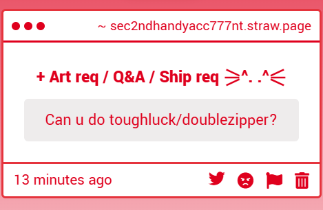 2ndHandyAcc's tweet photo. I'm planning to 👀👀👀, I think i'll draw #doublezipper first soon cause i've already made a design (again). THEN #toughluck cause i love that ship too ok 🩶 https://t.co/O2jEOW7OpS