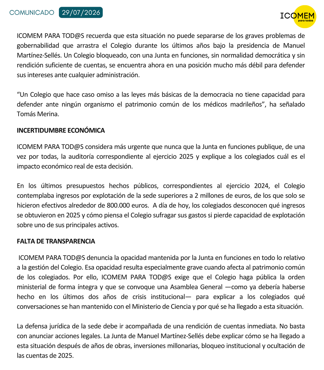 ICOMEM PARA TODOS tweet media