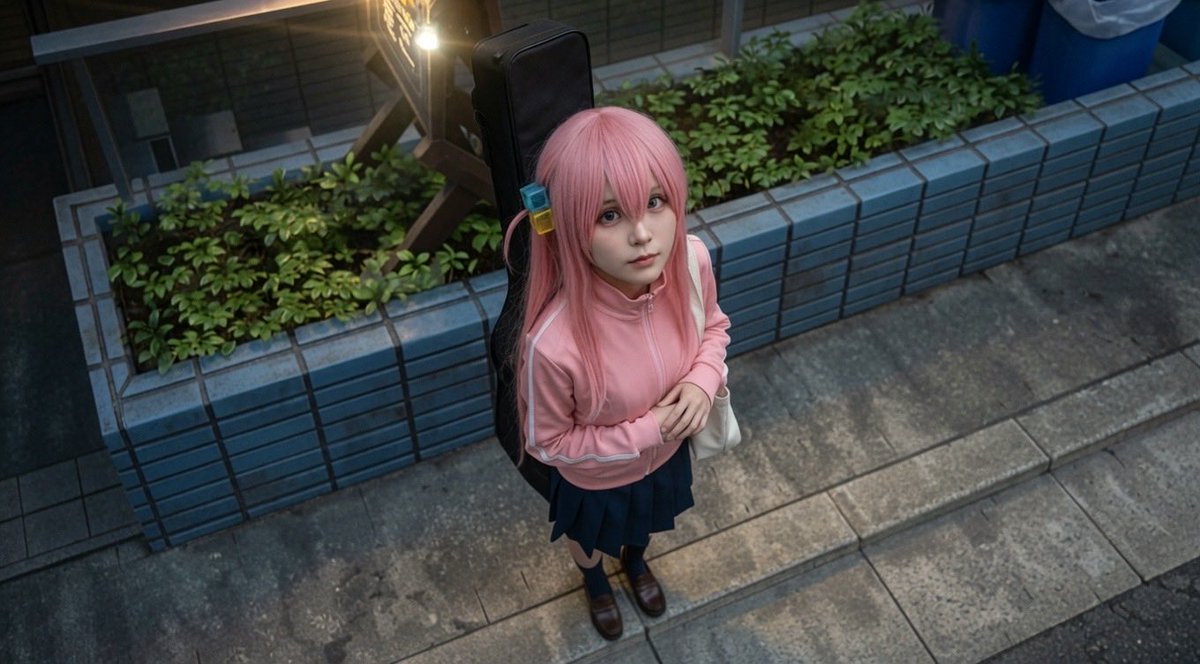 terra_singing's tweet photo. 絶対コミ症治してギターヒーローとしての私の力を発揮するんだ！

#ぼっち・ざ・ろっく！　#後藤ひとり　#AIコスプレ https://t.co/LRKQyM2ekd
