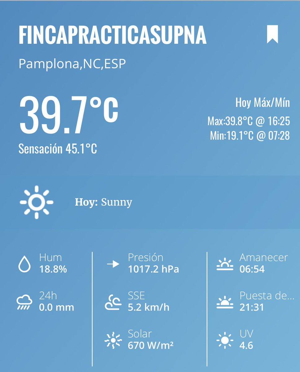 Navarrameteo's tweet photo. Espero que esto no sea la “nueva normalidad” en #Pamplona #Iruña 🫠🥵

Alcanzamos los 40º por 6ª vez este verano en la zona universitaria. 

6 veces en menos de 40 días. Una cifra que antes se alcanzaba apenas un par de veces por década, si acaso… https://t.co/LyKbxgG96h