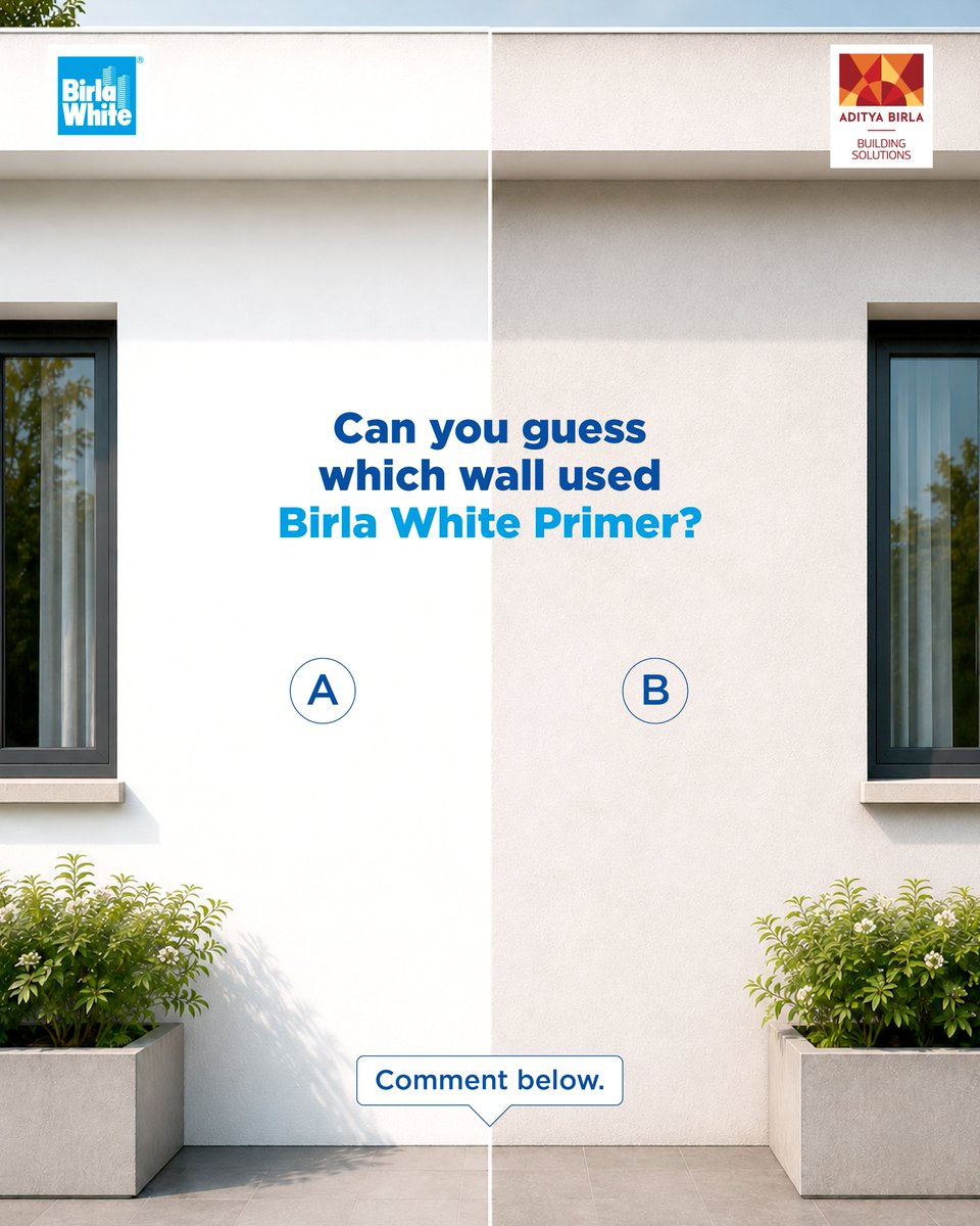 BirlaWhite's tweet photo. A great paint finish always starts with the right foundation.

Identify the wall finished with Birla White Primer. Comment your answer and win an exciting reward!

*T&amp;C apply.

#BirlaWhite #Primer #Contest #BirlaWhiteKaWhiteCementAdvantage https://t.co/TIrWevDyeV