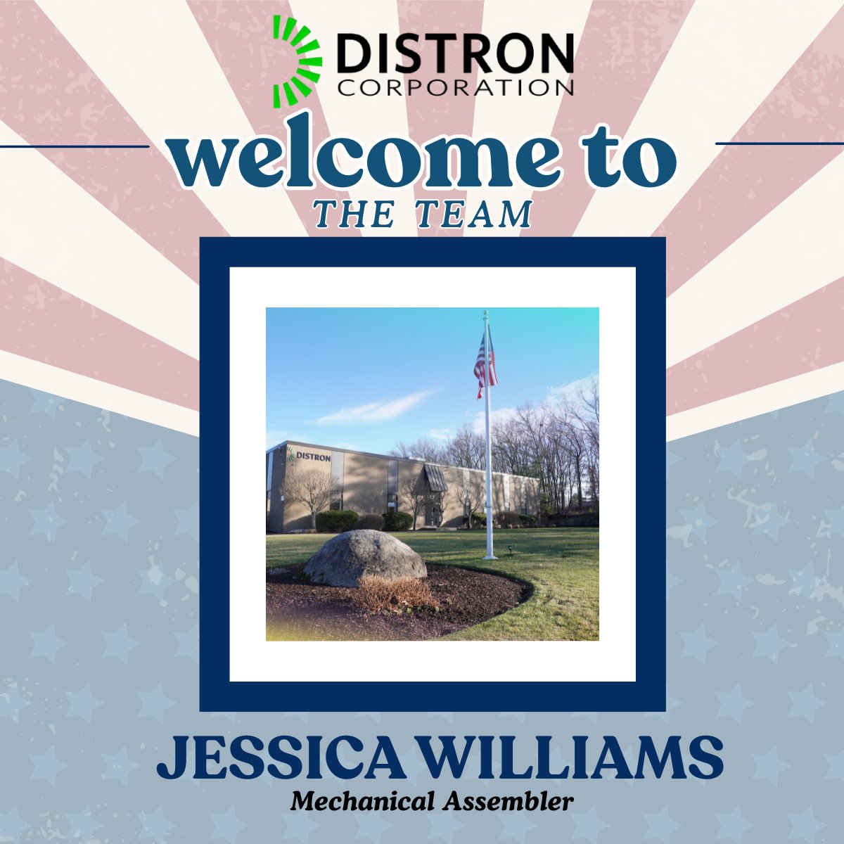 DistronCorp's tweet photo. Excited to have Jessica Williams on board as we continue strengthening our team and capabilities.
#ContractManufacturing #MadeInUSA https://t.co/S8TsAtEXgK