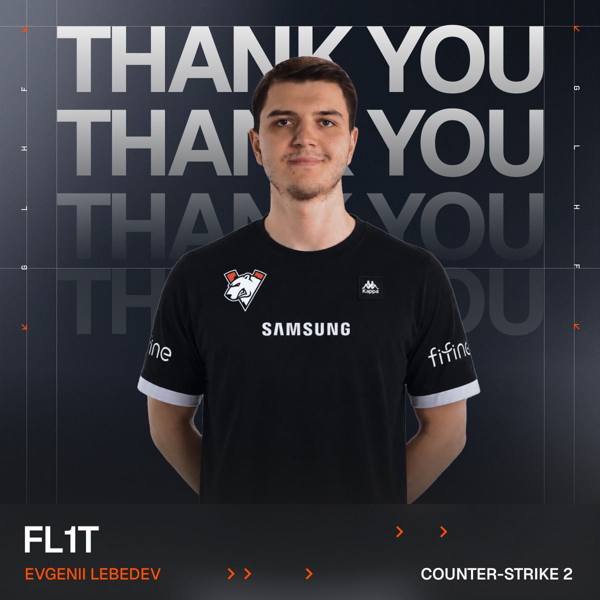 virtuspro's tweet photo. FL1T's journey with Virtus.рro comes to an end as he joins PARIVISION following a transfer agreement.

Thank you, @fl1tjocs, for everything you've done for our club since 2021. From lifting the IEM Rio Major 2022 trophy to creating countless unforgettable memories in black and orange, you'll always be part of our history.

Wishing you the best of luck in the next chapter. See you on the server 🧡
