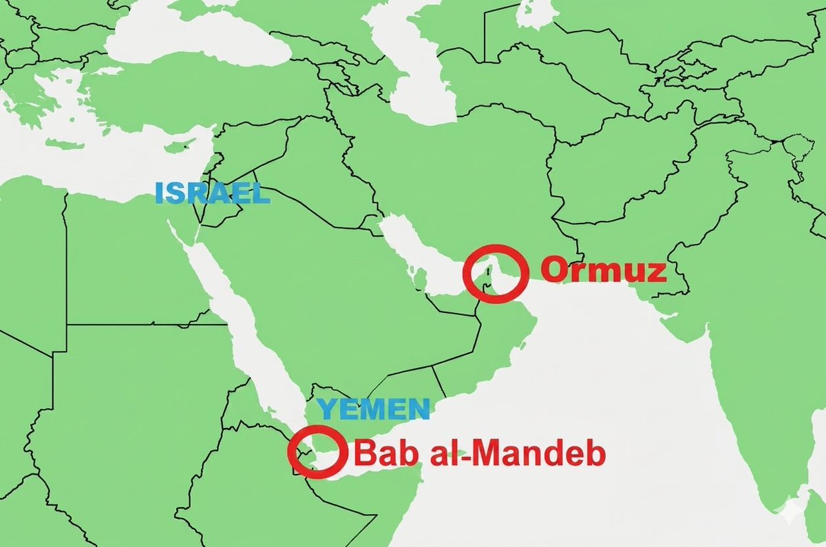 Defensa_Israel's tweet photo. No solo que la propuesta de Omán de compartir soberanía en el Estrecho de Ormuz con #Iran no ha sido aceptada en Teherán (que pide derechos exclusivos) sino que ahora los hutíes del Yemen también reclaman soberanía pero sobre el Estrecho de Bab al-Mandeb, lo que abriría las puertas a que ellos también quieran decidir en el futuro próximo que barcos pueden o no pueden atravesarlo.
🇺🇸🇮🇱🔥🇮🇷🇾🇪
Tal como van las cosas, todo el transporte marítimo entre el Golfo Pérsico y Europa deberá pagar por cruzar el Estrecho de Ormuz, el de Bab al-Mandeb, y el Canal de Suez  💰 Y no solo pagar sino mantener en paralelo buenas relaciones con los iraníes y con los hutíes.