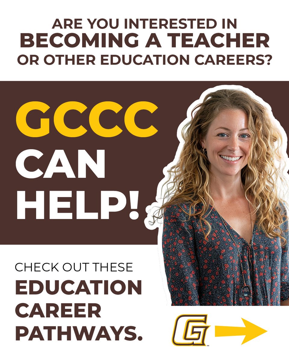 GCCCBroncbuster's tweet photo. Turn your passion for teaching into a career 🎓
Start your journey today! Apply for Admission: https://t.co/5GGcL6CO8L
Learn more about the Registered Teacher Apprenticeship Program: https://t.co/xO9UYzOLfP
#FromHERE #EducationProgram #CommunityCollege https://t.co/Zx4i4UP86y