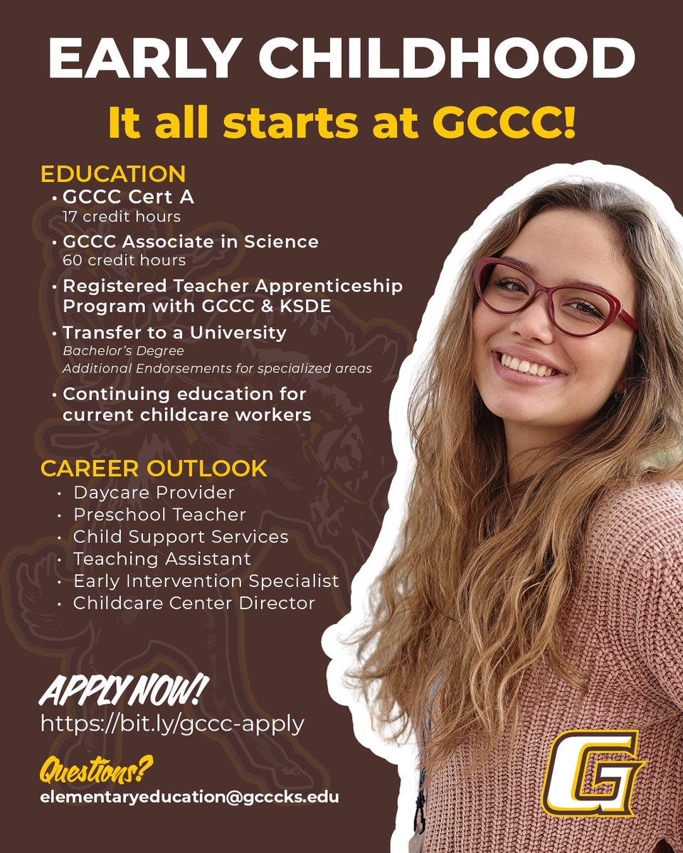 GCCCBroncbuster's tweet photo. Turn your passion for teaching into a career 🎓
Start your journey today! Apply for Admission: https://t.co/5GGcL6CO8L
Learn more about the Registered Teacher Apprenticeship Program: https://t.co/xO9UYzOLfP
#FromHERE #EducationProgram #CommunityCollege https://t.co/Zx4i4UP86y