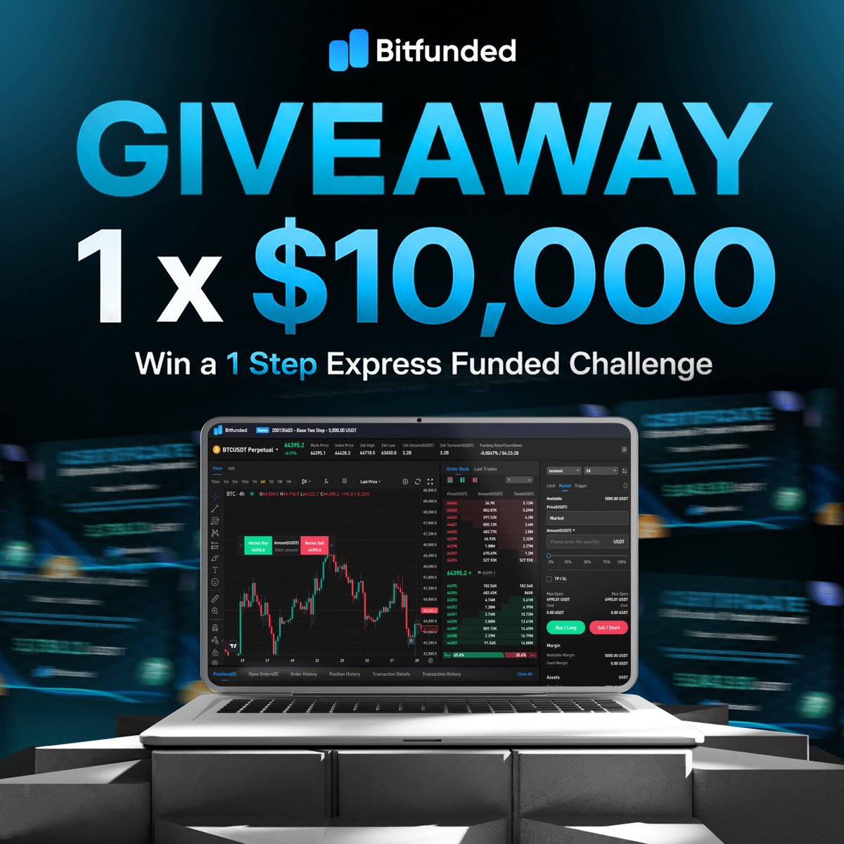 bitfunded's tweet photo. 🚨🔥 BITFUNDED SIGN-UP GIVEAWAY IS LIVE! 🔥

WIN A 10 K 1 STEP EXPRESS CHALLENGE💪💪💪

Getting in is super easy — just complete these 4 simple steps! 👇

✅ 1. SIGN UP on Bitfunded: 
👉👉https://t.co/w0I6MyzmAA
🔄 2. REPOST this giveaway post
👥 3. TAG a friend in the comments
📸 4. SHARE YOUR PROOF of entry in the comments

🎉 DONE! You’re officially entered into the giveaway!

🚀 Good luck, everyone! 🩵🩵

#Bitfunded #Giveaway #Trading #PropFirm #TradingChallenge #CryptoTrading