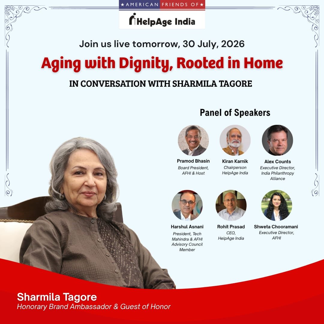 afhiusa's tweet photo. Tomorrow! Join us for Aging with Dignity, Rooted in Home featuring Sharmila Tagore &amp; a distinguished panel led by Pramod Bhasin.

📅 30 July
🕡 8:00AM CDT/ 9:00AM ET/ 6:00AM PT

🖥️ Zoom: https://t.co/FKETbbHtmA
▶️ Live: https://t.co/RpISoAyN6k

Register: https://t.co/HcLboj7vhO https://t.co/tU3V07V3Yu