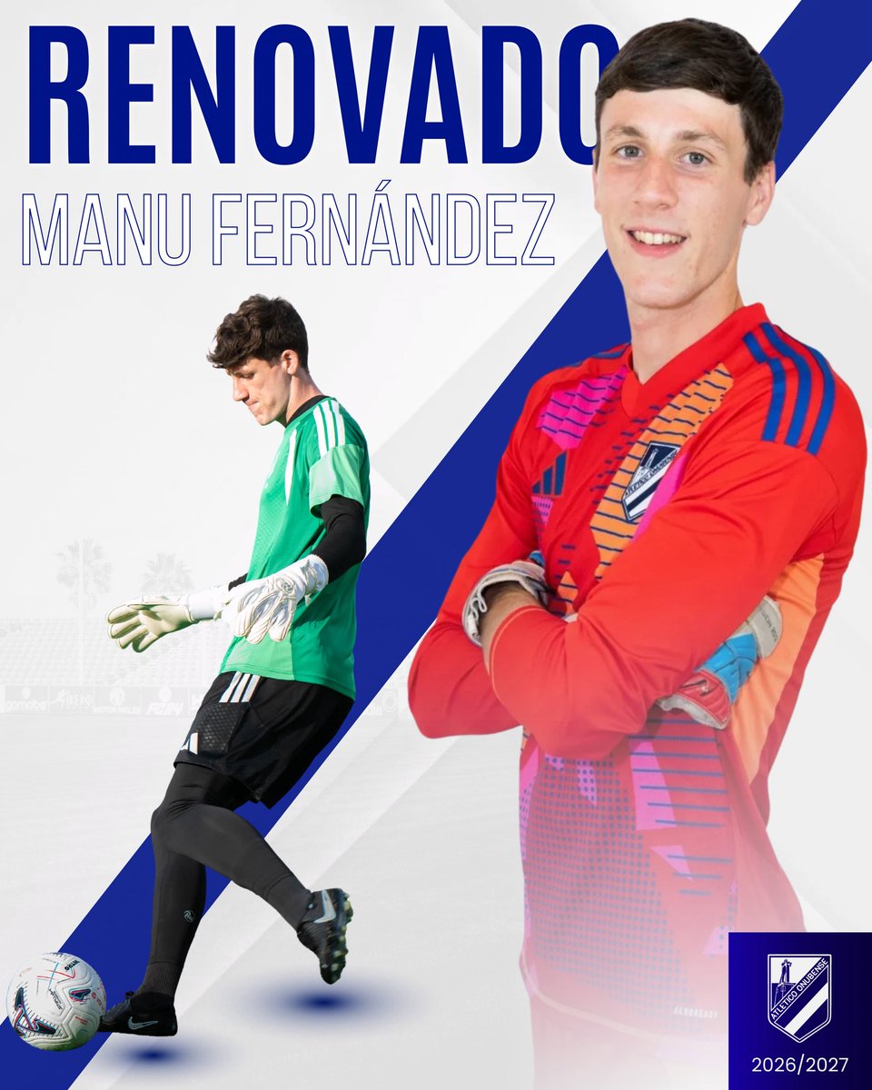futbolbaserecre's tweet photo. Manu Fernández continuará defendiendo la portería de nuestro club 🔐🧤

El portero onubense ha renovado su contrato hasta 2028, con un año más opcional ✍🏻

¡Esta es tu casa, Manu! 🤍💙

#AtleticoOnubense https://t.co/hCAbY5P3hO