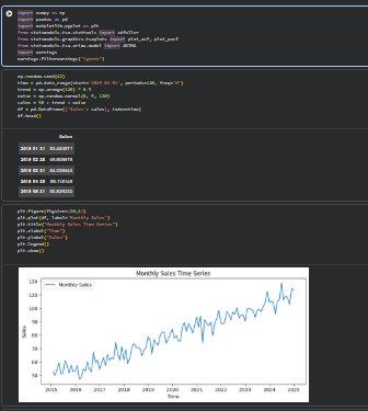 SadikshyaDkl's tweet photo. #LSPPDay59 
Today I learned ARMA and ARIMA for time series forecasting. I explored AR, MA, differencing, ACF/PACF, and the ADF stationarity test, then built an ARIMA model to forecast future sales using Python. 
@lftechnology
#60DaysOfLearning2026 #LearningWithLeapfrog https://t.co/rosuVyvNcL