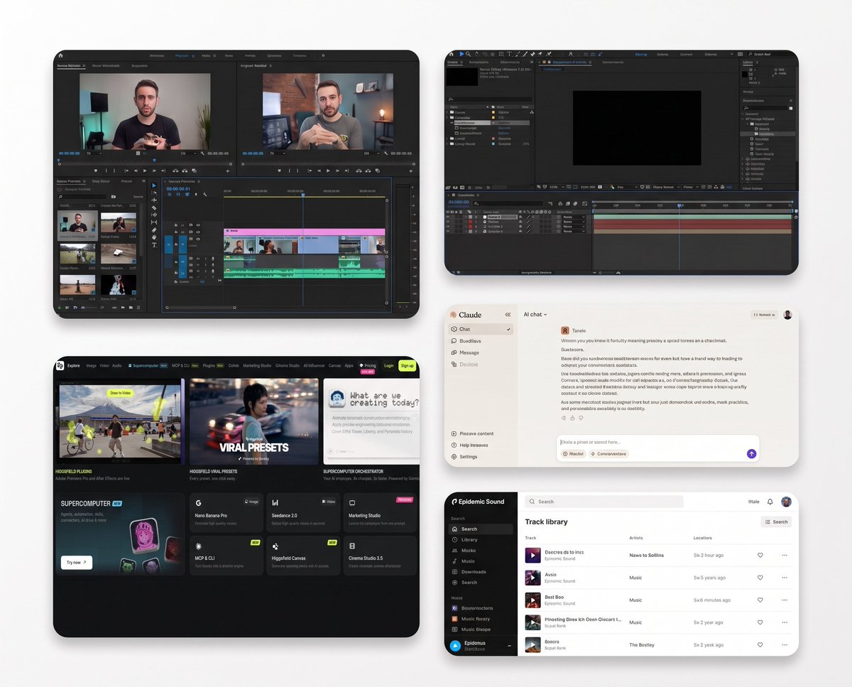 Osmbproduction's tweet photo. 5 TOOLS I use to make + $3000

- Adobe premiere pro
- After effect
- Higgs Field
- Claude
- Epidemic https://t.co/ciO08ONtVn