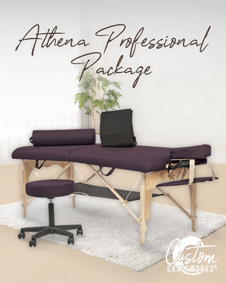 CustomCraftwork's tweet photo. The Athena Professional Package combines our most popular portable massage table with premium accessories designed to improve therapist efficiency and enhance client comfort.

#CustomCraftworks #AthenaTable #PortableMassageTable #MassageTherapy #MassageTherapist #ClientComfort https://t.co/7HCAXKzl79