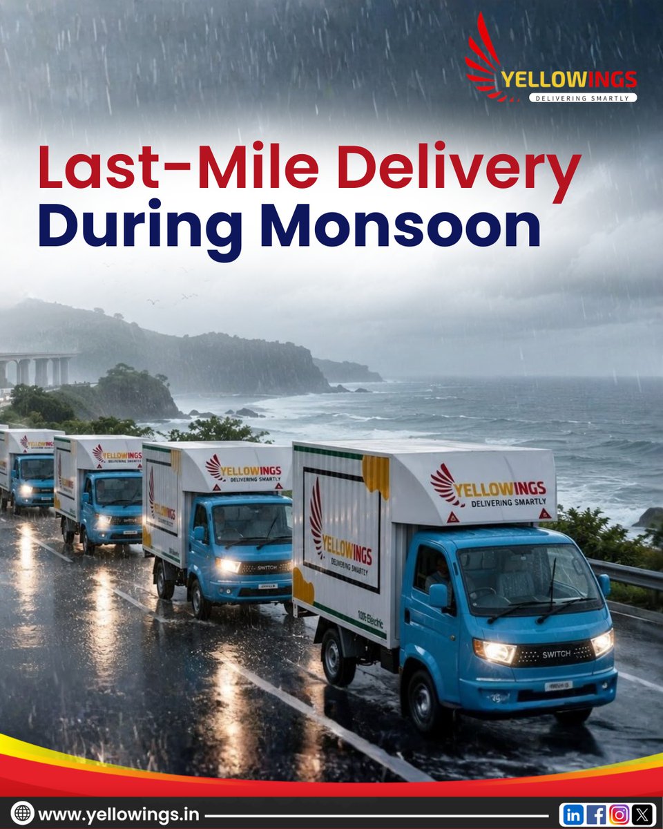 _yellowings_'s tweet photo. The last mile is where customer trust is won—or lost. 🌧️⚡🚚

📖 Read the full newsletter: https://t.co/gzG9J7ZPp2

#Yellowings #LastMileDelivery #EVLogistics #ElectricVehicles #MonsoonLogistics #SupplyChain #FleetManagement #SustainableLogistics #GreenMobility https://t.co/JyPqQ4vR7c