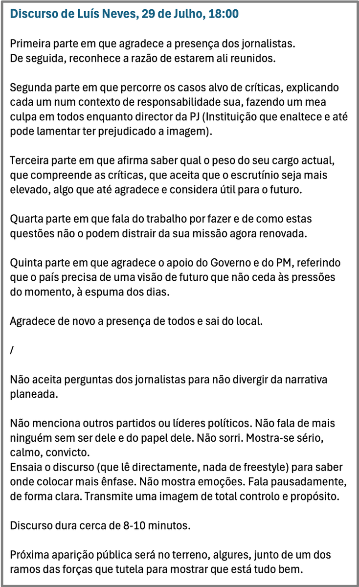 SoniaTelesF's tweet photo. Se fosse eu a organizar e criar o discurso que o MAI Luís Neves vai hoje fazer, teria mais ou menos esta estrutura.
Mais pormenor, menos pormenor, mas algo assim.
#Repara https://t.co/112LjTKZ2W