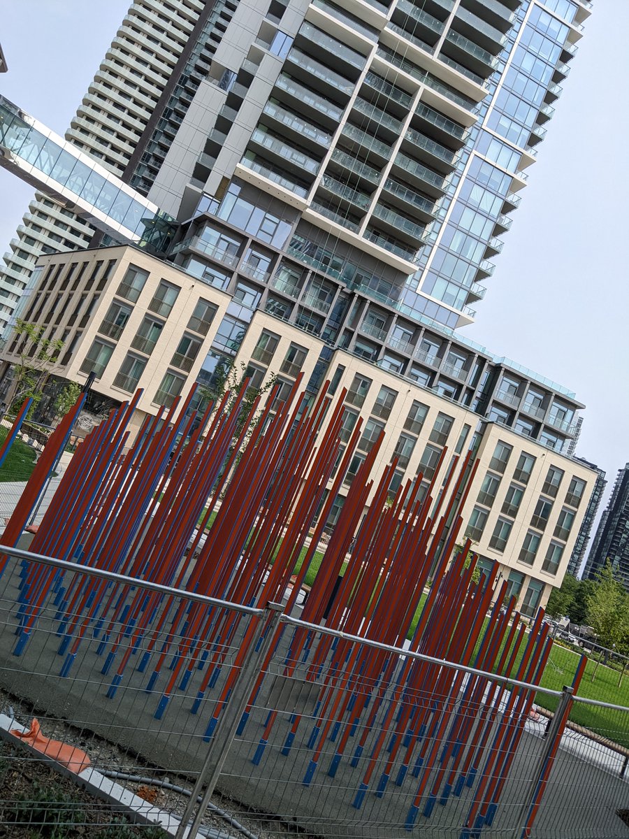 KevinLiphard's tweet photo. #publicart The team was asked to fabricated this given "stick" house. Custom powder coated multiple colors. This children's play area is an interesting design, allowing kids "to find their own way" through the maze of sticks. #canadianmade #customfabrication #art #powdercoating https://t.co/gOUhKCWwbZ