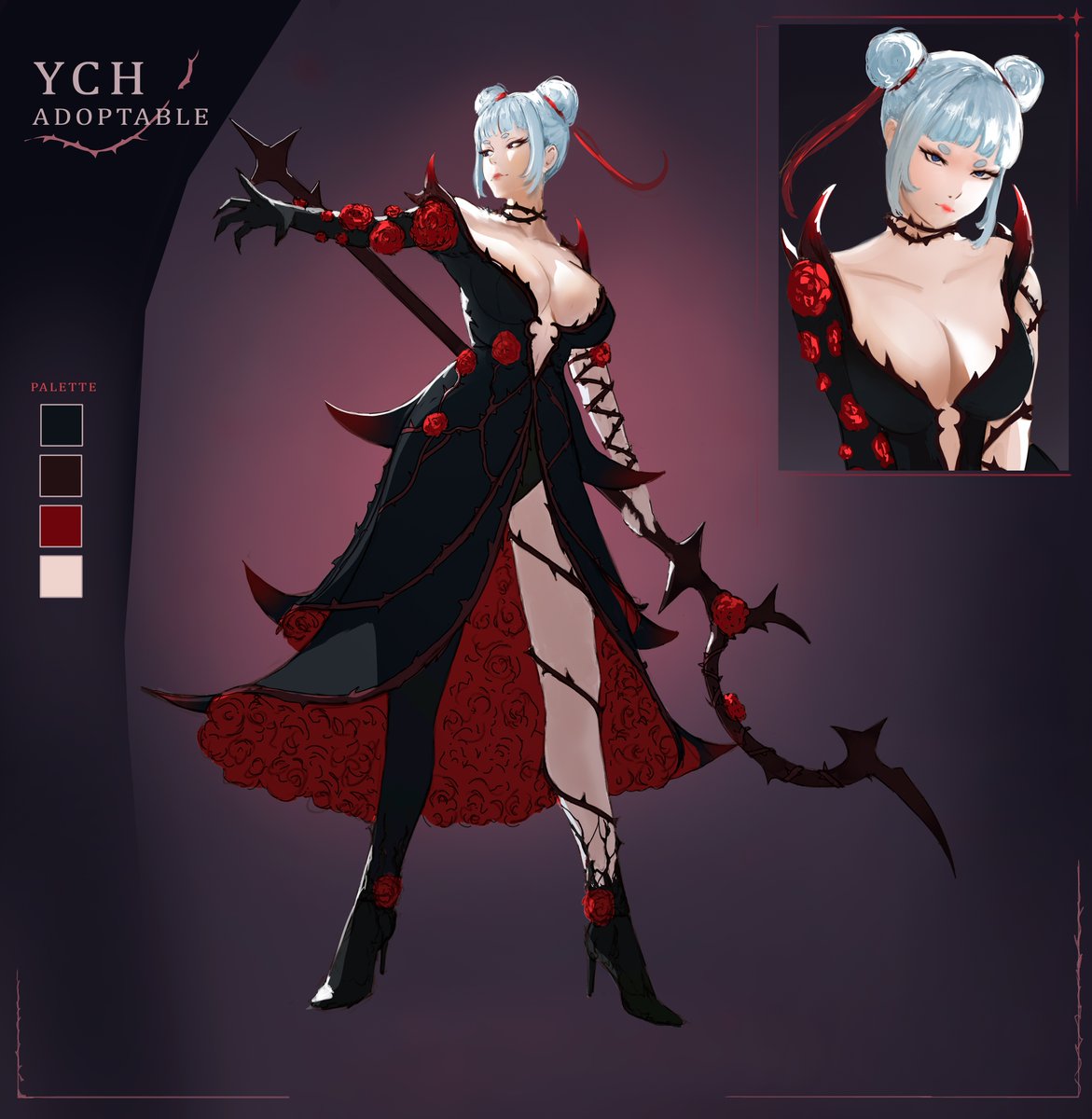 excions's tweet photo. Adoptable-05

#adoptable #adoptableopen #characterdesig #anime 
#roses #thorn #auction #ych https://t.co/CA22dfyKJL