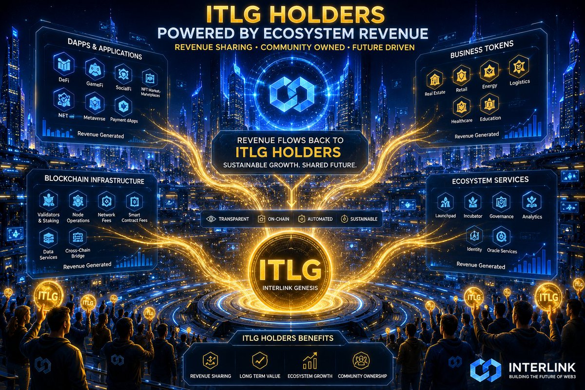dmeghana405's tweet photo. Create an illustration showing ITLG holders connected to multiple revenue streams from dApps, Business Tokens, and blockchain infrastructure.
#ITLG #ITLX #ITL #Interlink #Interlink2026 #InterlinkAmbassador
@kv_interlink @C_Interlinklabs @reina_itl @inter_link @itlx_defi https://t.co/nqnNmBKlzZ