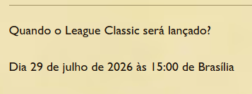 maisesportsbr's tweet photo. 🚨 League Classic já tem horário de lançamento no Brasil!

O modo estará disponível às 15h (horário de Brasília).

OBS: Agora é definitivo. Em algum momento foi às 12h, mas a Riot mudou! https://t.co/0piiQqfziK
