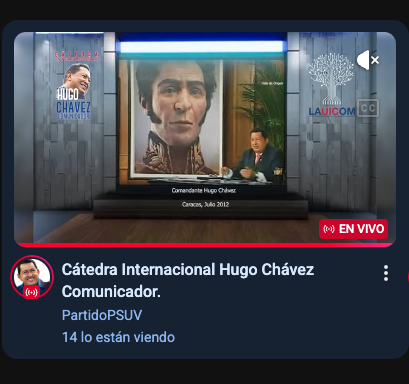 SantiagoRafa11's tweet photo. El PSUV transmitiendo una "Cátedra Internacional Hugo Chávez" en Youtube. 

14 personas conectadas. No existen más. https://t.co/NG2VZOBYvW