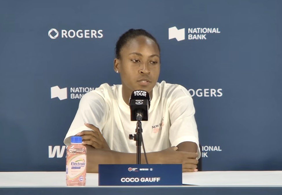 TheTennisLetter's tweet photo. Coco Gauff says she supports the trans community, but she also understands the reasoning behind the WTA’s mandatory gender test & supports the need of creating fairness in sport

“The WTA recently said it's going to give gender tests to the players on tour. What's your impression of that, what do you feel about it, and what did the WTA do to prepare you guys for what's to come on that?”

Coco: “Yeah, I mean, as far as, I guess, with that, I know it's been something that's been talked about awhile.
But I've talked to a couple other players, and a lot of them didn't find out until the press release. So I do think that's something that could have been more transparent amongst like players along across the tour.
As far as that, I mean, I understand the reasoning behind it. I do think that this kind of conversation has created a lot of animosity towards the trans community, which I'm not really a big fan of, but I also understand the need to, l guess, the biological difference and the need to protect that and preserve that.
So I think it's a conversation that is very nuanced. And it creates, causes, or I need to have a nuanced answer.
So, yes, I guess I kind of agree with trying to protect the fairness in women's sports.
But I also do not like the attack that it is creating. People who don't really care, but just want to use this as a reason to attack the trans community. So I'm not really a big fan of that either.
So I don't really know how to answer really this question in a way that people aren't going to spin it.
But as far as where I stand, I definitely support the trans community, but I also support the need of creating fairness in sport too.”

(via Toronto Press)