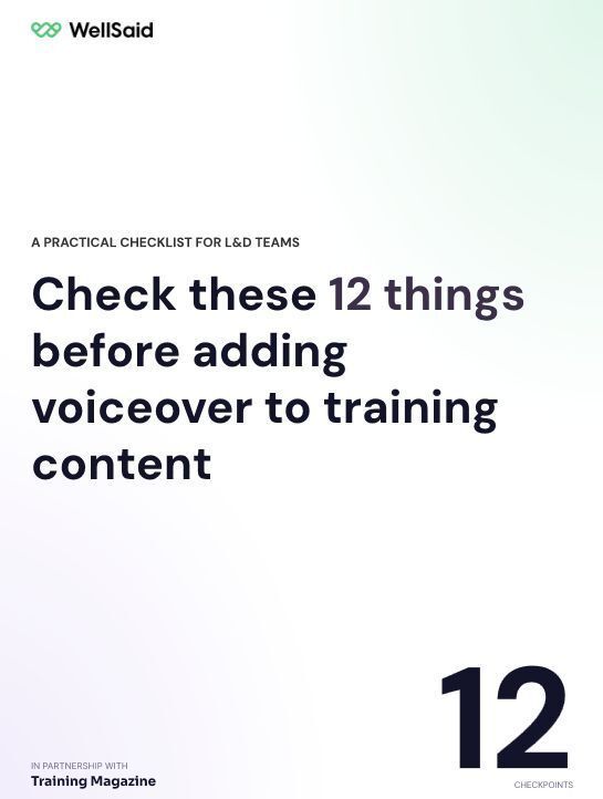 trainmagnetwork's tweet photo. > Avoid costly voiceover mistakes before production. 🎙️ Download @WellSaid_io's free **12-Point Voiceover Checklist** to create clear, engaging learning content. Get it: https://t.co/nmUljo0xbt #ELearning #InstructionalDesign #LearningAndDevelopment https://t.co/AGo6XCR78Y
