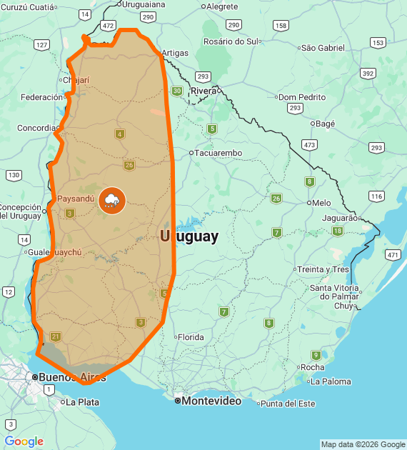 Inumet_'s tweet photo. Advertencia naranja por Tormentas muy fuertes y severas
Comienzo: 08:00
Se actualizará a las 12:00 o ante cambios significativos

Más info: https://t.co/zY2u8OFmLu https://t.co/umu5IRzTb8
