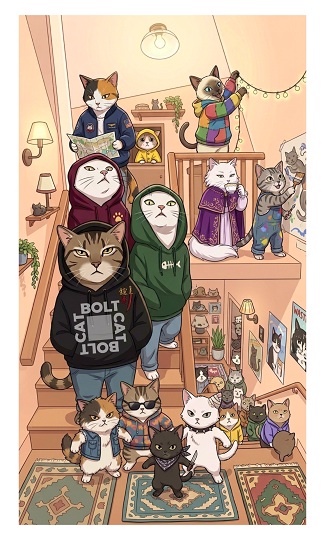 NickJustinian's tweet photo. "BoltCat #Family Portraits" - New Digital Giclée #Art Prints with Apex Contemporary. See the new works at https://t.co/M1M2vXa9jH - #artprints #gicléeart #fineart #westerncontemporaryart #contemporaryart #apexcontemporary #artgallery https://t.co/TelxwAGVqG