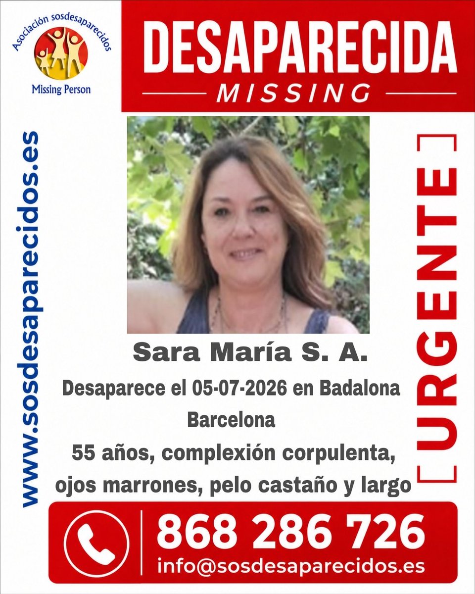 sosdesaparecido's tweet photo. 🆘 DESAPARECIDA
⏳ Continua desaparecida
#España #sosdesaparecidos #Desaparecido #Missing #Barcelona #Badalona
Síguenos @sosdesaparecido https://t.co/26Cv4Ifjmw