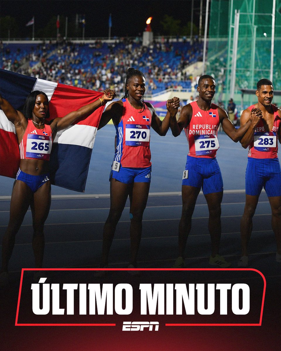 ESPN_DO's tweet photo. ¡El oro está de vuelta! 🥇🇩🇴

La apelación de República Dominicana prosperó y el relevo mixto de 4x100 recuperó la medalla de oro. La presea vuelve al medallero dominicano y se convierte en la número 24 del país en Santo Domingo 2026 👏 https://t.co/y8i2dwU2f0