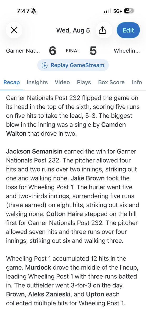 Post1_Baseball's tweet photo. We took a commanding 3-0 lead into the 6th inning, before giving up a 5 spot… The boys kept battling &amp; loaded the bases in the 7th only down a single run, but couldn’t cash in, dropping Game 1 of the Southeast Regional to the North Carolina State Champion by a final score of 6-5 https://t.co/jf8FHArCP4