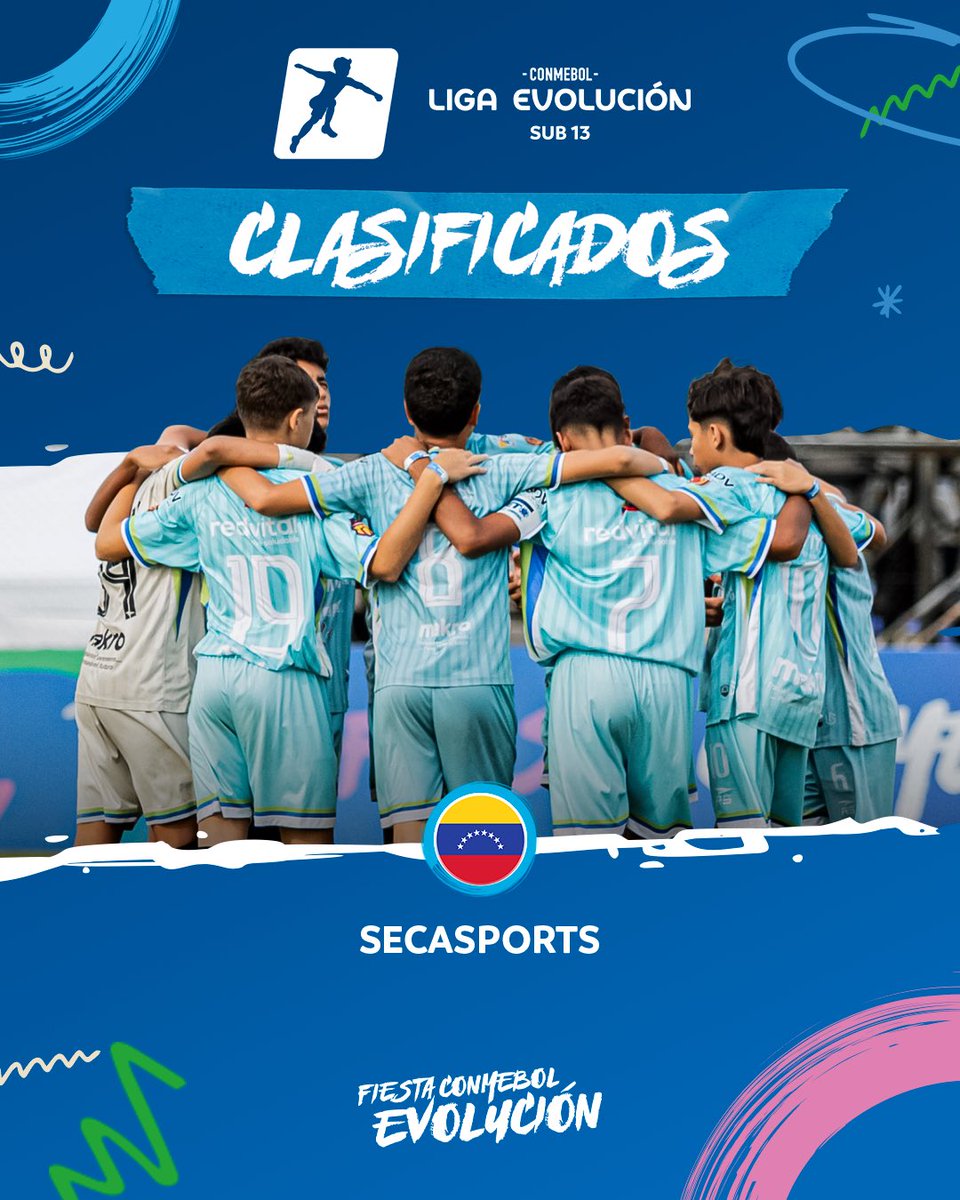 CONMEBOLtorneos's tweet photo. ¡Felicitaciones, @secasports! 👏

El equipo venezolano jugará las semifinales del Sub 13 Masculino en la #FiestaCONMEBOLEvolución 🇻🇪✊ https://t.co/kE8C52Dg0Y