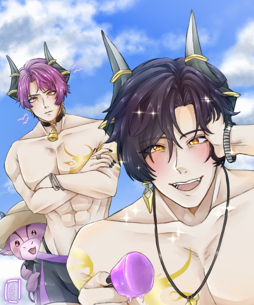 OrcaLover_Rawr's tweet photo. Anyone wants a popsicle from Niav?😋 Wonder why Vain's pouting though~

Stay hydrated and stay healthy in this hot weather lovelies💜
P.s I'm really fine to draw now, just more careful with my posture •͈ᴗ⁃͈⊹

#Invain #Niav #Vainitas https://t.co/dxjTzGz2uS