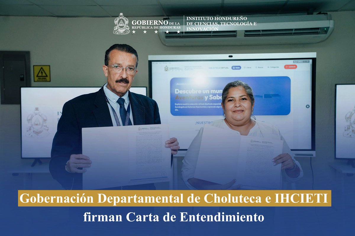 IHCIETI's tweet photo. 📄🤝 El día de hoy se firmó una Carta de Entendimiento entre el IHCIETI y la Gobernación Departamental de Choluteca para impulsar acciones conjuntas en ciencia, tecnología e innovación. https://t.co/N95bWdEvSh