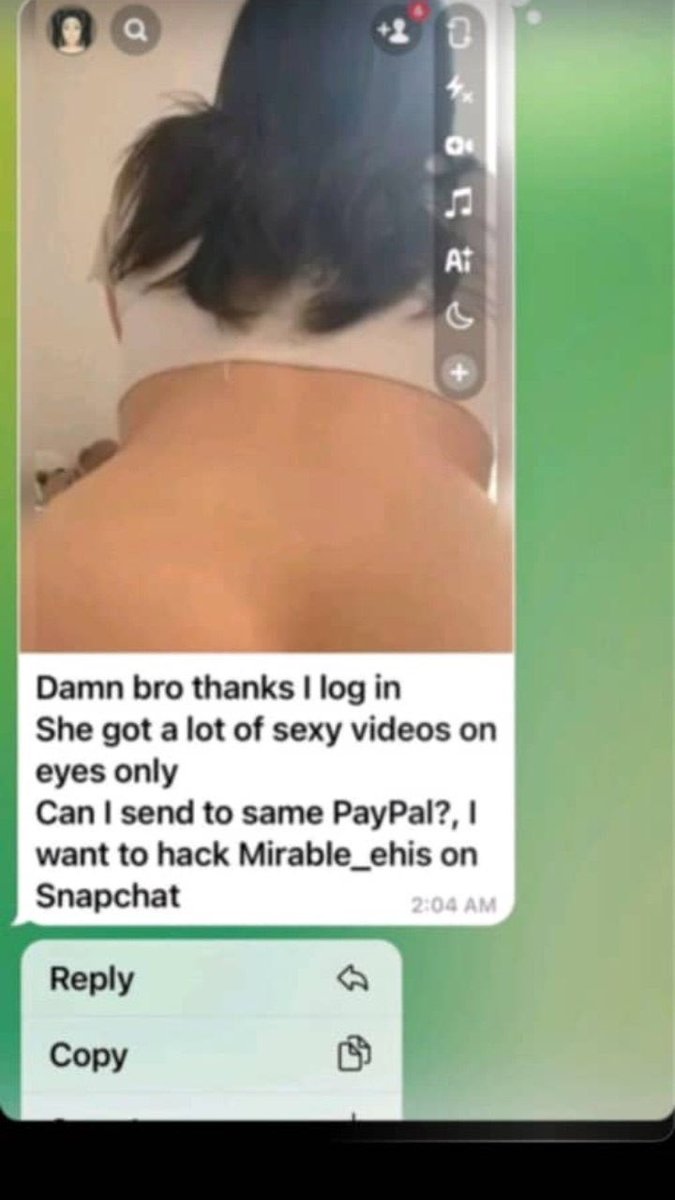 stephen_ascott's tweet photo. Bro hack your girlfriend's snapchat and see everything she's doing there. We'll hack her and see her messages and secret nudes. Dm here 🔽👇
https://t.co/cjrSJCVVoW
#momson #nolimits #snapchatleak #buyingcontent #paypigs #findsub #wataa #FIFAWORLDCUP https://t.co/L159DLm0iT